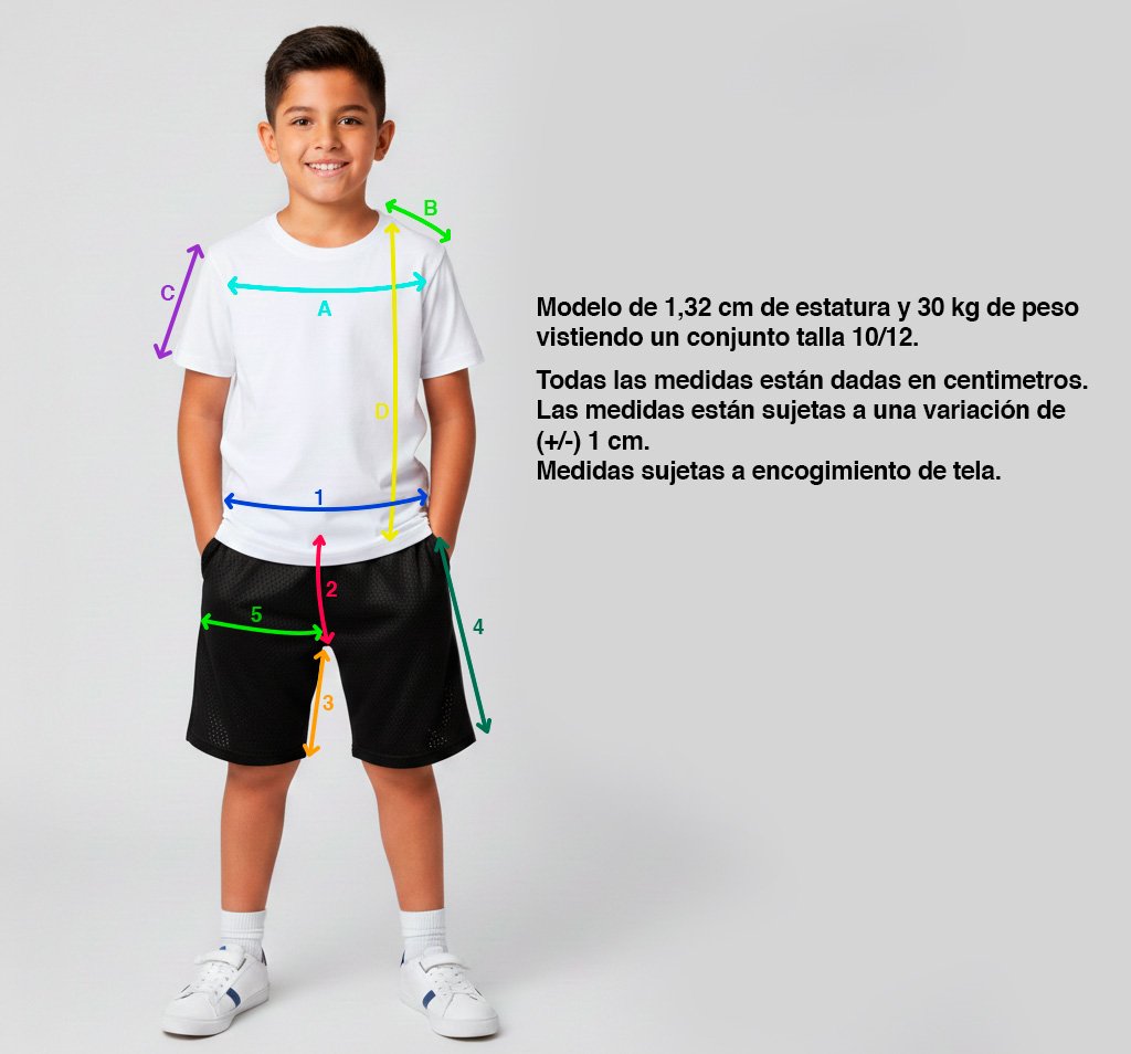 guia de tallas conjunto deportivo para niño