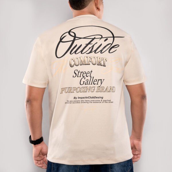 Camiseta Beige en Tela Qatar – Minimalist "Outside"