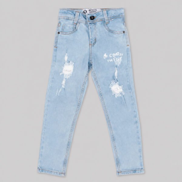 Jean azul claro para niño con rotos y estampado Impacto Urban