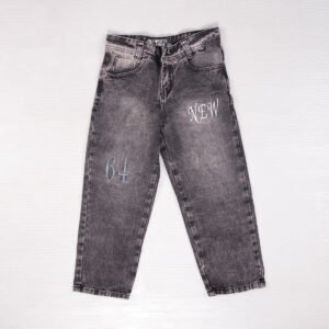 Jean baggy gris para niño con bordados NEW y 64
