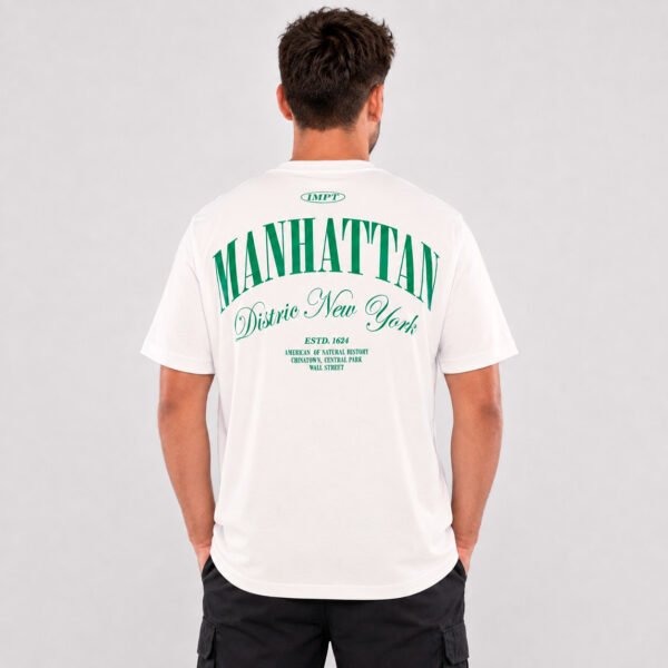 camiseta-blanco-hueso-estampado-manhattan-espalda Camiseta Clásica para Hombre Blanco Hueso Manhattan – Impacto Urban
