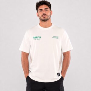 Camiseta clásica para hombre blanco hueso vista frontal