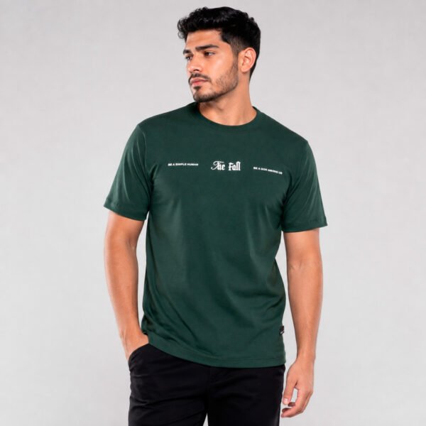 camiseta-the-fall-hombre-verde-botella Camiseta estampada para hombre The Fall en vista frontal