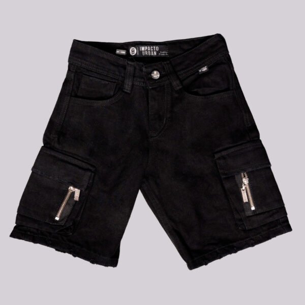 bermuda-cargo-negra-kids-nino Bermuda cargo de jean para niño color negro