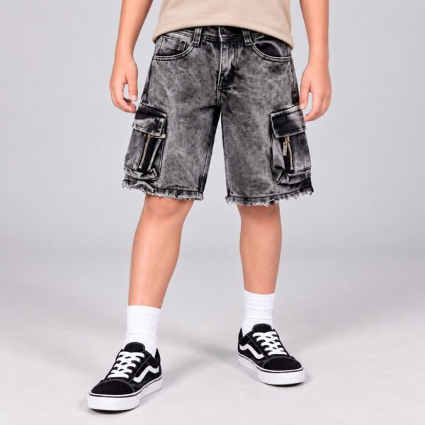 bermuda-gris-oscuro-nino-kids Bermuda cargo gris claro para niño con bolsillos y cierres