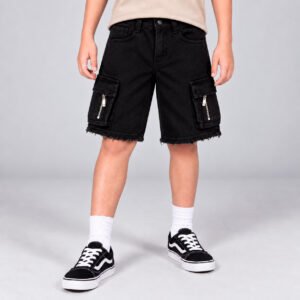 Bermuda cargo de jean para niño negra