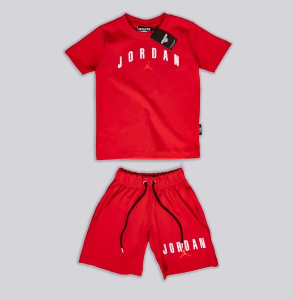 conjunto-jordan-camiseta-pantaloneta-rojo-nino-kids Conjunto para niño en tela Qatar color rojo con camiseta y pantaloneta