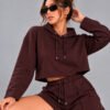conjunto-mujer-burda-stretch-vino-tinto Conjunto casual para mujer color vino tinto con capucha y short